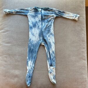 Kickee Pants Tie-Dye Blue and White Footie